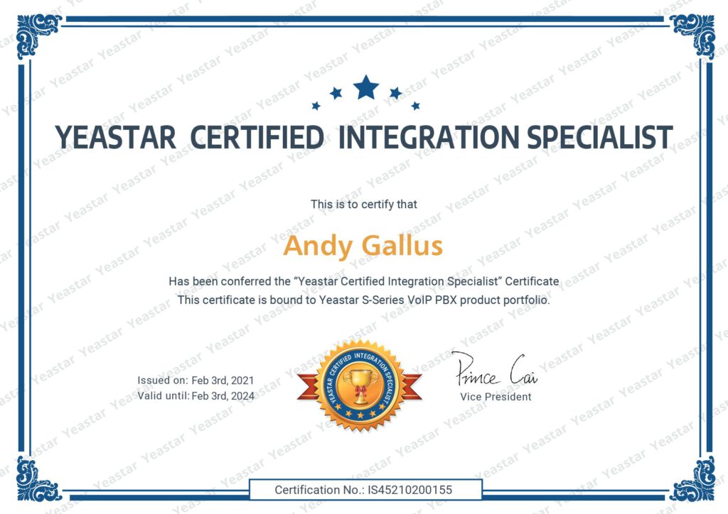 Yeastar Certified Integration Specialist