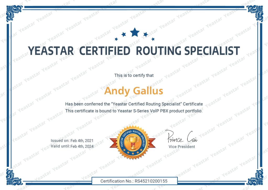 Yeastar Certified Routing Specialist