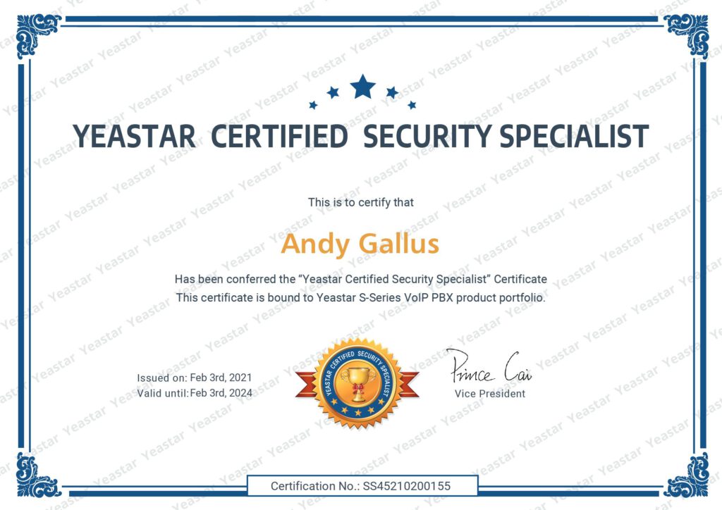 Yeastar Certified Security Specialist
