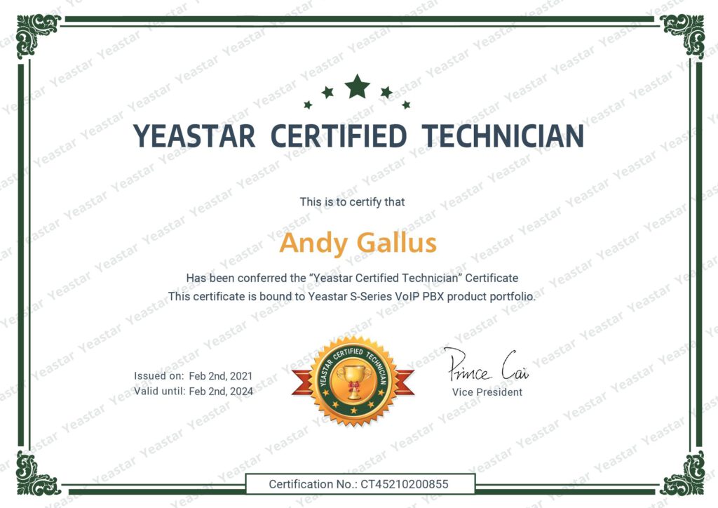 Yeastar Certified Technician