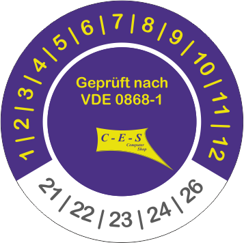 Prüfetikett VDE 0868-1